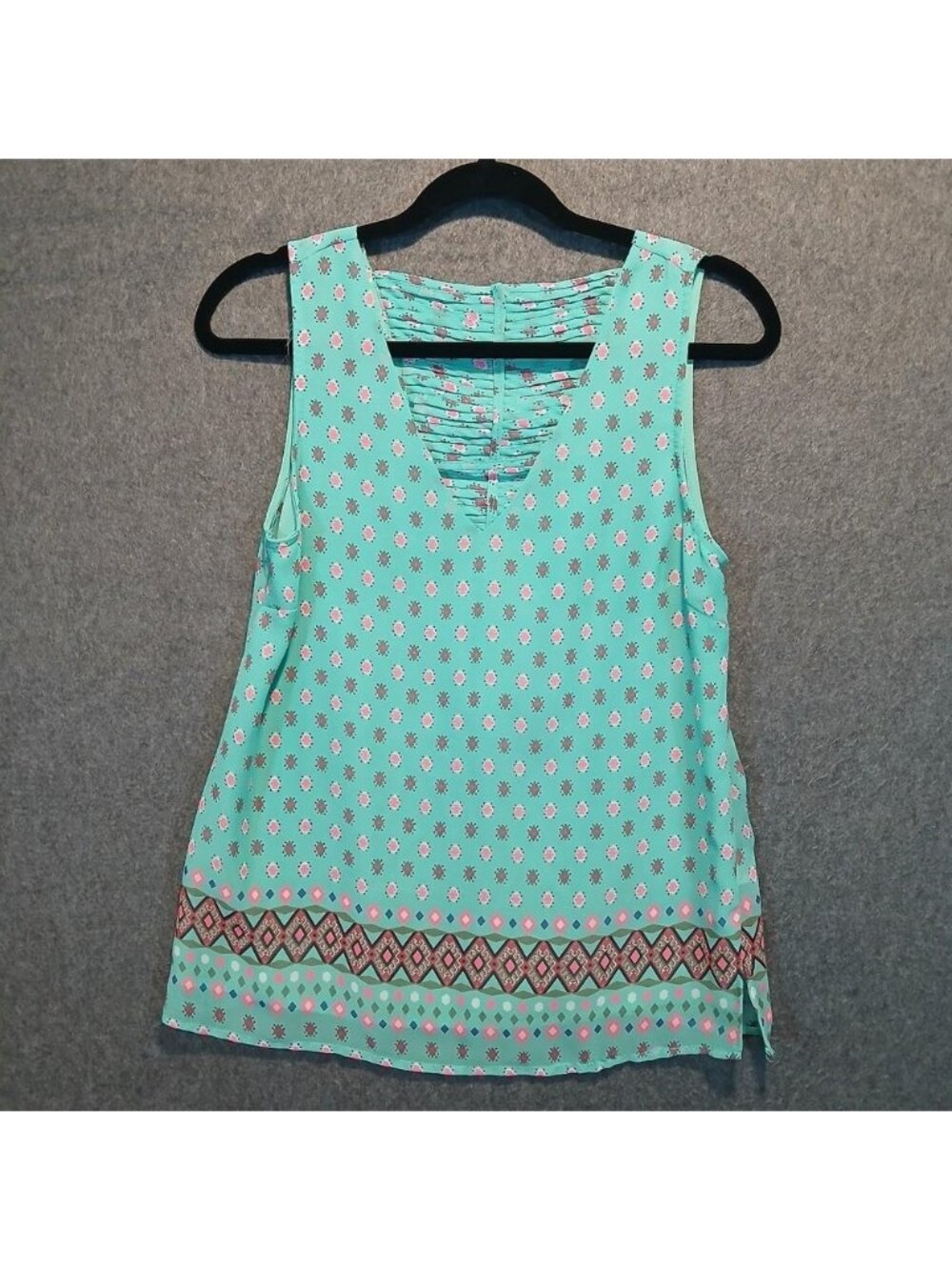 Skies Are Blue S boho festival hippie print tank sheer indie sleaze bohemian
